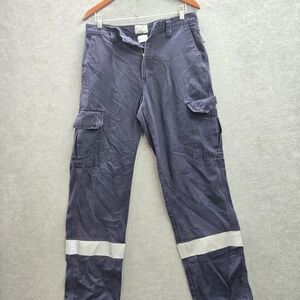 TYNDALE Men Pants 32X32 Navy Cargo 30" Inseam CAT 2 FR Workwear High Visibility